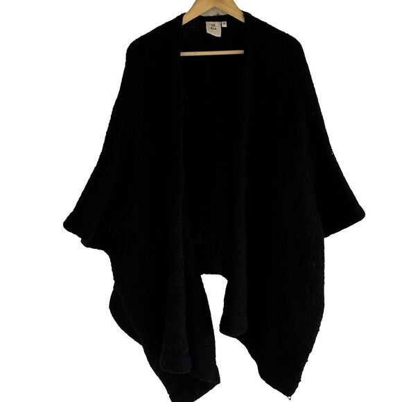 Elk The Label 100% Wool Knit Poncho Sweater Size OS Black Wrap Thick Wrap - Picture 1 of 11